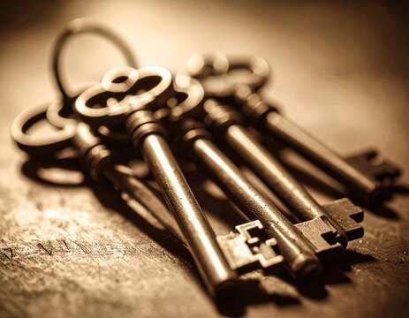 Antique Illustration: Keys to Days Past - Old Skeleton Keys - Time Before Technology 114