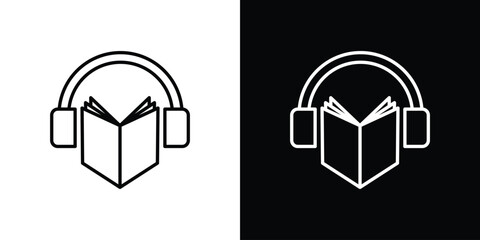 Audio book icon vectors - high quality black style vector icons