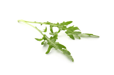 Fresh ripe green arugula leaves isolated on white