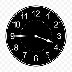 Vector illustration of quarter to four icon sign and symbol. Black icons on transparent background