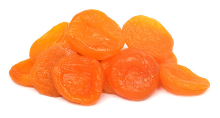 Dry apricot fruits isolated on white background