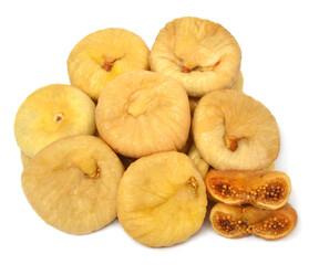 Dry figs whole and slice isolated on white background