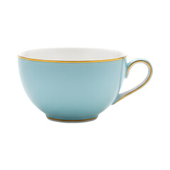 White ceramic tea or coffee cup with saucer, an isolated breakfast beverage object