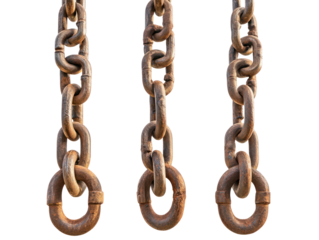 Rustic Metal Chains on Transparent Background