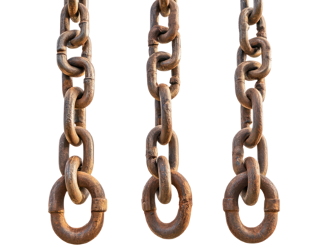 Rustic Metal Chains on Transparent Background