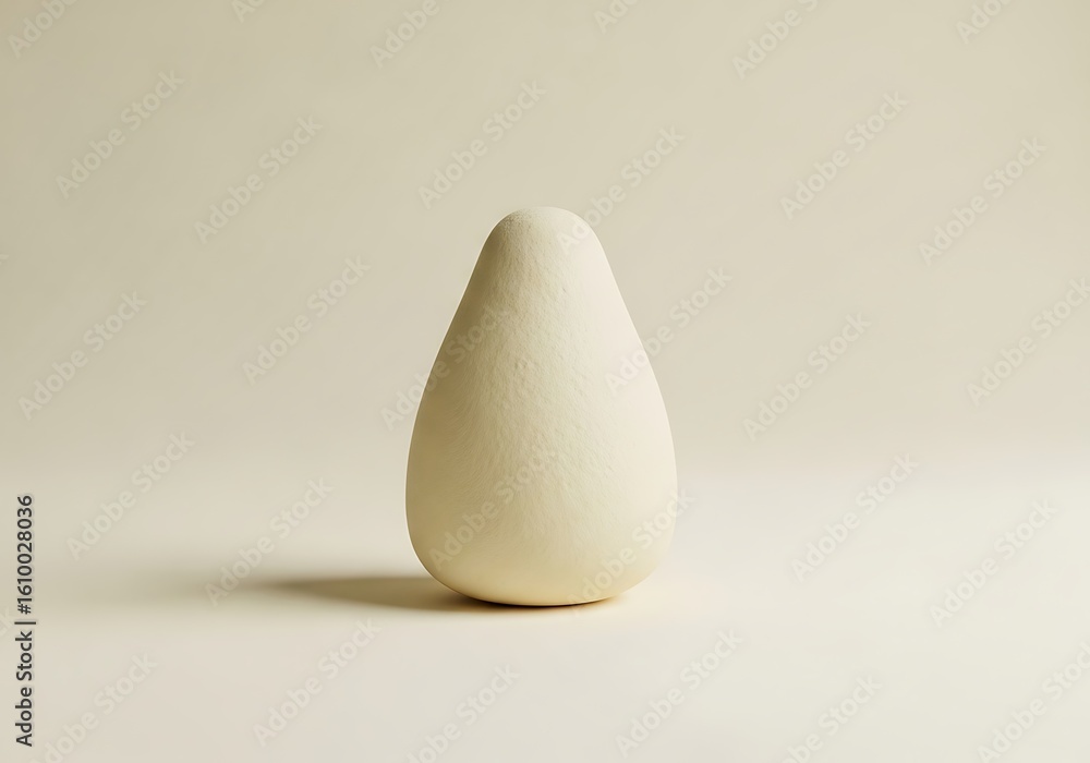 Poster minimalist composition featuring a smooth white pear-shaped object on neutral background