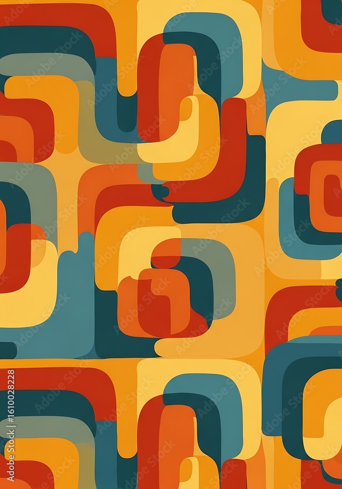 Poster retro geometric pattern with warm tones for textile design and backgrounds