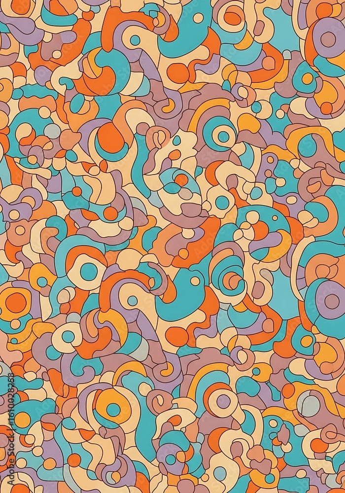 Aufkleber retro psychedelic abstract seamless pattern with groovy shapes and colors galore