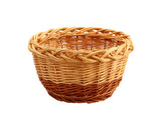 Fototapeta premium Woven wicker container with braided rim basket, Png Transparent, Isolated on White