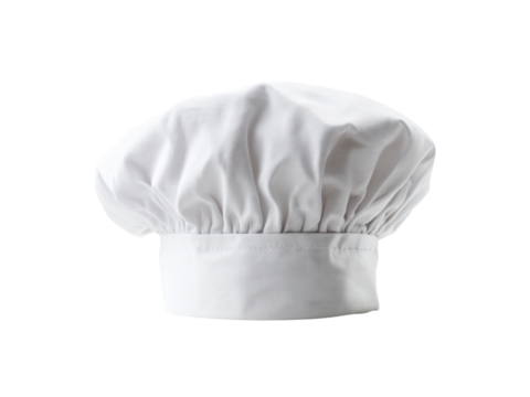 White chef hat pleated fabric headwear image, Png Transparent, Isolated on White
