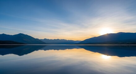 Fototapeta premium Mountain Lake Sunset Reflection