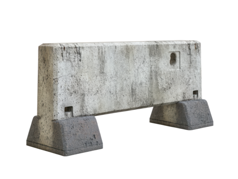 Concrete Barrier on Transparent Background