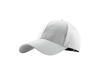 White baseball cap with curved brim and stitched panels headwear accessory, Png Transparent, Isolated on White