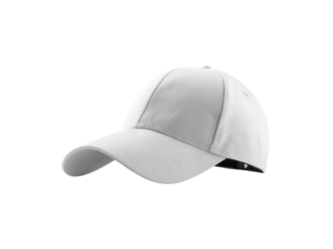 White baseball cap with curved brim and stitched panels headwear accessory, Png Transparent, Isolated on White
