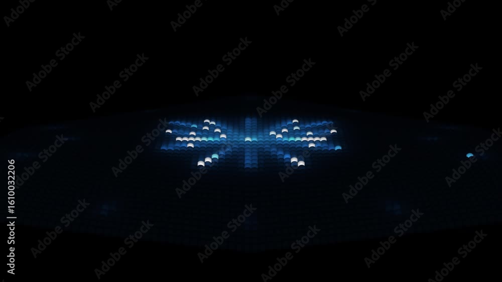 Poster neon blue pixel grid tunnel moving background loop
