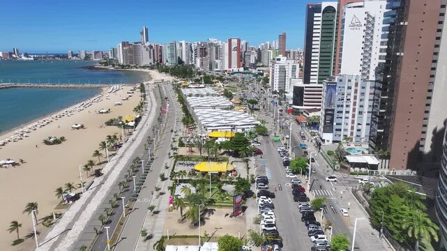 Coast Avenue At Fortaleza In Ceara Brazil. Coast City. Downtown Cityscape. Beach Landscape. Coast Avenue At Fortaleza In Ceara Brazil. Beautiful Skyline. Brazil Northeast.