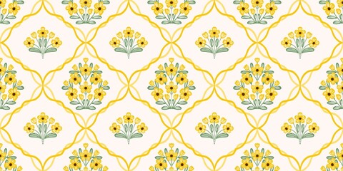 Seamless watercolour and unique floral pattern background for covers, notes, banner. Soft backgrounds colour. Watercolour art work. Flower stalk. Colourful flower. Summer Spring.