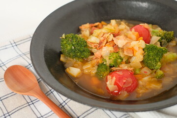 minestrone soup on the table
