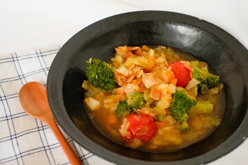 minestrone soup on the table

