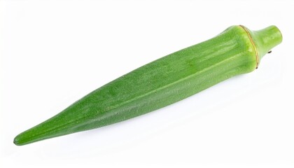 Fototapeta premium Fresh Green Okra Vegetable Single Isolated White Background