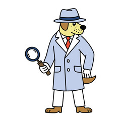 Detective Dog Cartoon Character Following Clues in a Fun Mystery Scene