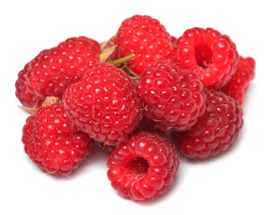Raspberry macro isolated on white background