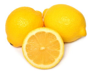 Lemon whole and slice isolated on white background