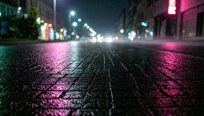 Neon Sign in Rain Slicked City Alley. Wedding Concept. Generated Image