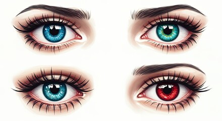 Four colored female eyes illustration