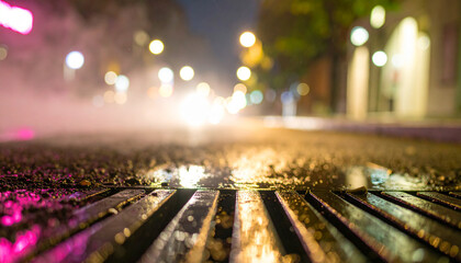 Neon Sign in Rain Slicked City Alley. Wedding Concept. Generated Image