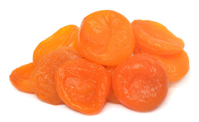 Dry apricot fruits isolated on white background