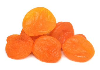 Dry apricot fruits isolated on white background