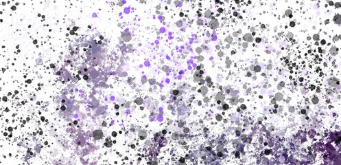 Fondo blanco con salpicaduras de tinta negra, gris, lila…