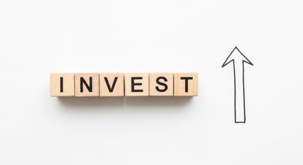 Invest in Growth Wooden Blocks Spelling Invest with Upward Arrow Financial Success Investment Strategy Wealth Creation