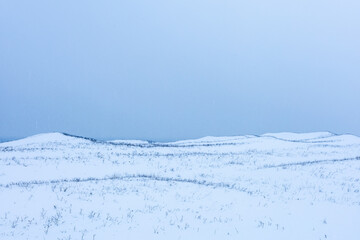 Fantasy landscape of snow-covered fields