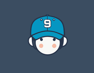 Flat Style Baseball Cap Vector – Simple Cartoon Casquette Icon
