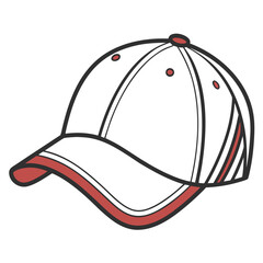 Flat Style Baseball Cap Vector – Simple Cartoon Casquette Icon
