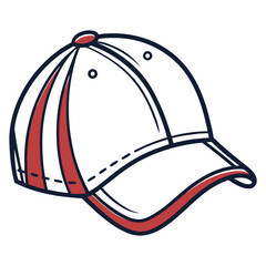 Flat Style Baseball Cap Vector – Simple Cartoon Casquette Icon

