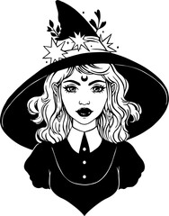 portrait of a witch with a hat