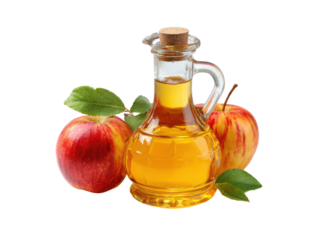 Glass jug with apple cider and fresh apples vinegar, Png Transparent, Isolated on White