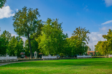 Wide view of gardens at the Royal Palace of Aranjuez