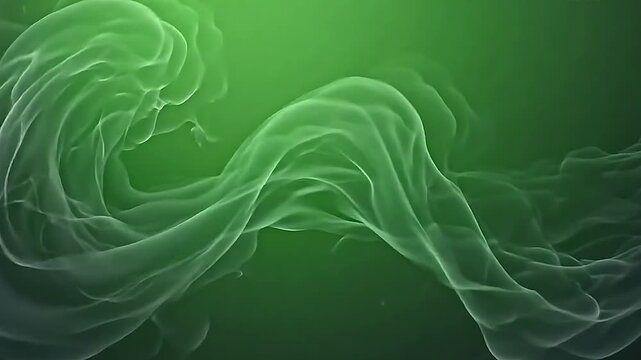 Explode vapor mist stream drifts fluidly on a lush green background, the mist swirling in intricate patterns with subtle light reflections.