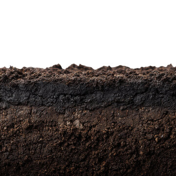 Earth layers dark brown soil texture dirt ground, Isolated On White, Png Transparent, Cut Out