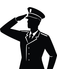 soldier saluting vector art illustration