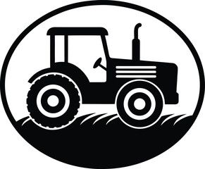  tractor on a field vector art illustration