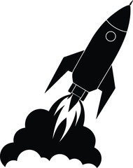 rocket blasting vector art illustration