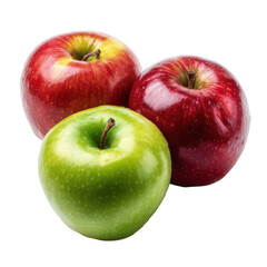 Red and green apples with water droplets fruit food, Isolated On White, Png Transparent, Cut Out