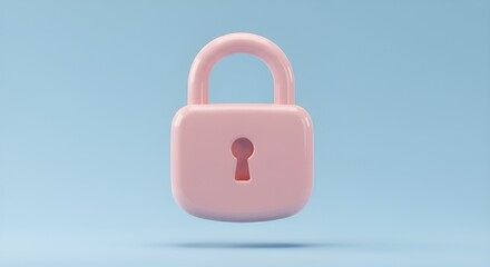 Delicate Pink Lock Icon Against a Light Blue Background