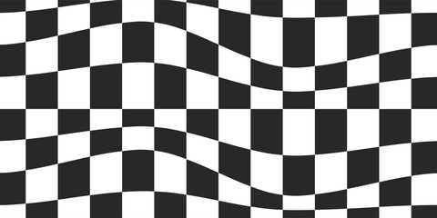 Black and white checkered pattern . Chess pattern . Black and white square background . Checkered wallpaper . Eps 10, Vector illustration