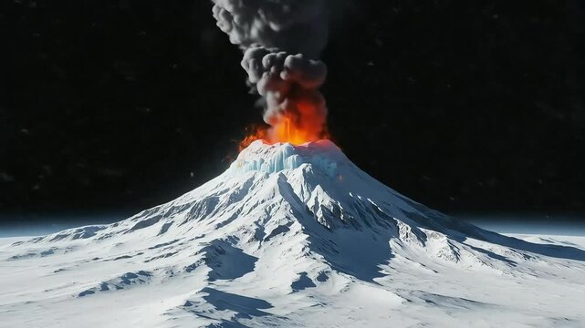 Erupting volcano in space
